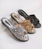 Women's gold sequin slippers Hemessa - Footwear