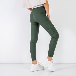 Women's green cargo pants with pockets - Trousers