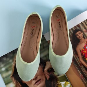 Women's green eco-suede ballerinas Lorani - Shoes