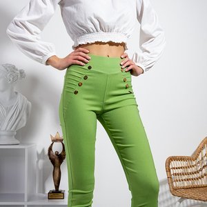 Women's green trousers with ornaments - Clothing