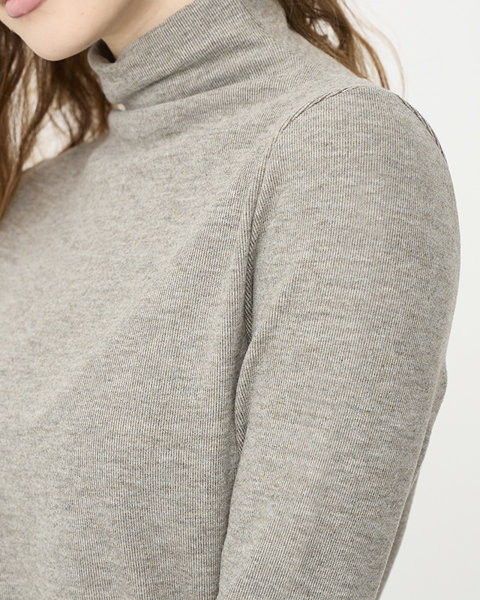 Women's half turtleneck sweater in gray- Clothing