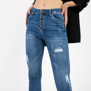 Women's high-waisted jeans blue - Clothing