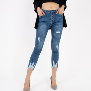 Women's high-waisted jeans blue - Clothing
