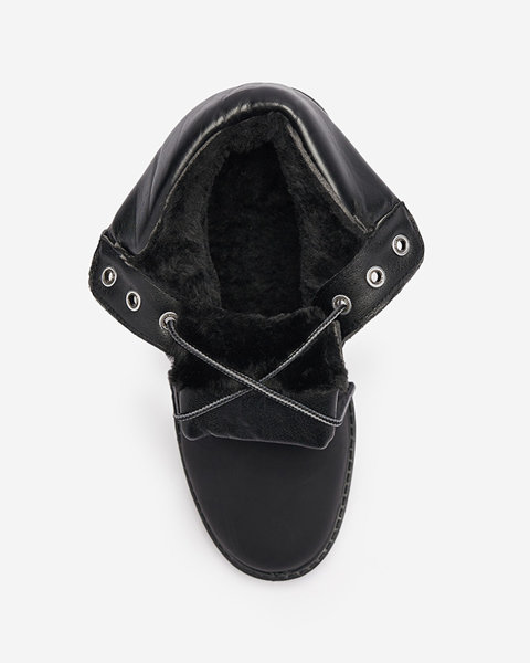 Women's insulated trapper boots in black Fanhet- Footwear