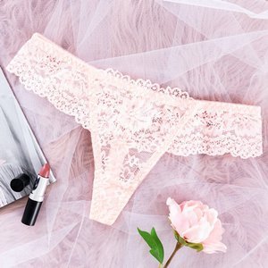 Women's light pink lace thong - Underwear