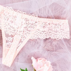 Women's light pink lace thong - Underwear