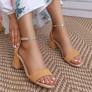 Women's low heel sandals in camel Kamalia - Footwear