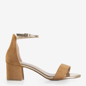 Women's low heel sandals in camel Kamalia - Footwear