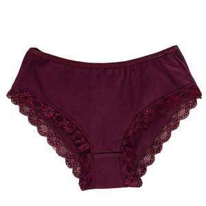 Women's maroon panties with lace PLUS SIZE - Underwear