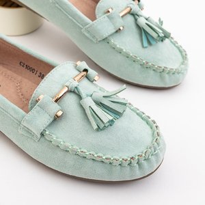 Women's mint loafers with fringes Amillad - Footwear