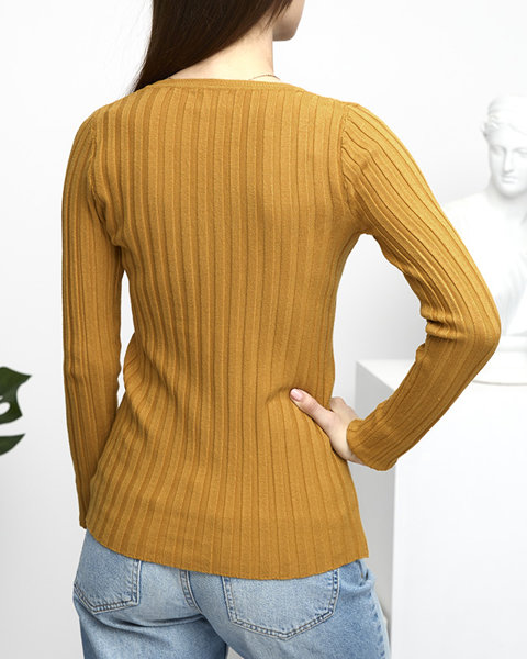 Women's mustard ribbed sweater - Clothing