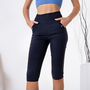 Women's navy blue short treggings with pockets - Clothing