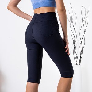 Women's navy blue short treggings with pockets - Clothing