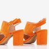 Women's orange sandals on a taller post with Ilonepa shank - Footwear