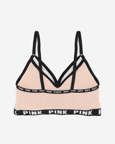 Women's pink sports bra with inscriptions - Underwear