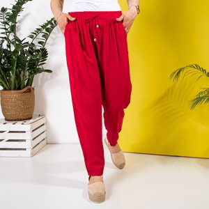 Women's red PLUS SIZE straight pants - Clothing