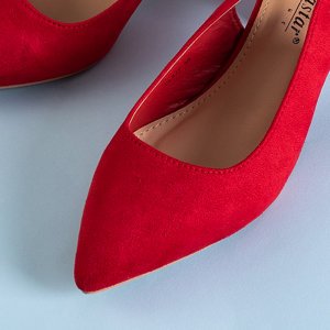 Women's red eco-suede sandals on a Panella post - Footwear