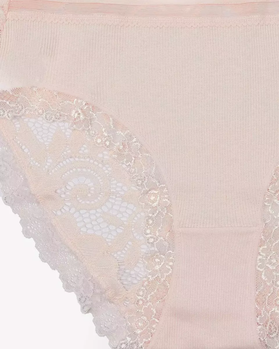 Women's ribbed panties in light pink PLUS SIZE - Underwear