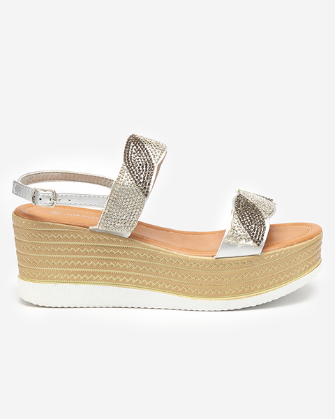 Women's sandals on a wedge heel in silver Acroq - Shoes