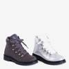 Women's silver hiking boots with crystals Opcesia - Shoes