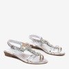 Women's silver sandals with Crisela crystals - Footwear