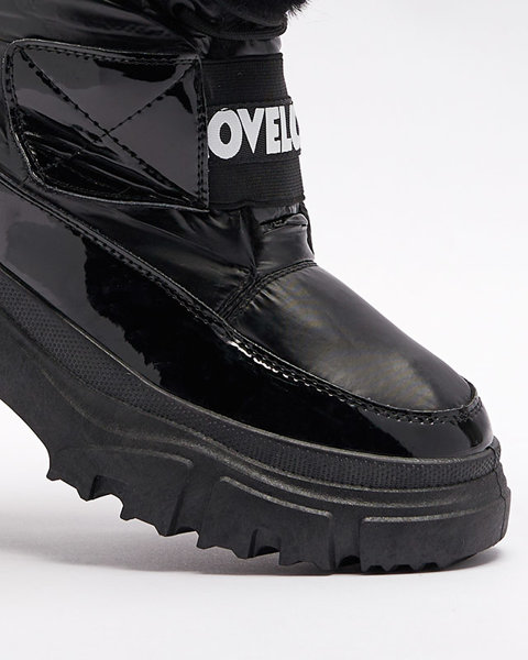 Women's snow boots on a flat sole in black Sapollo- Footwear