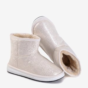 Women's snow boots with ecru Shon fur trim - Footwear