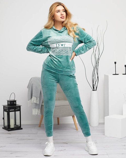 Women's tracksuit with green print - Clothing