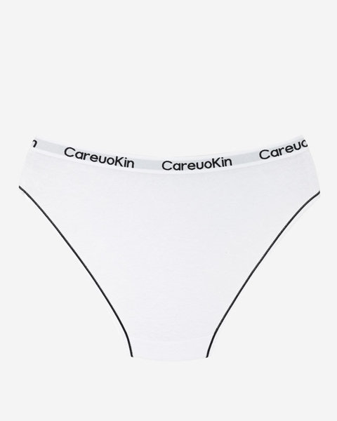Women's white cotton panties with a sporty rubber - Underwear