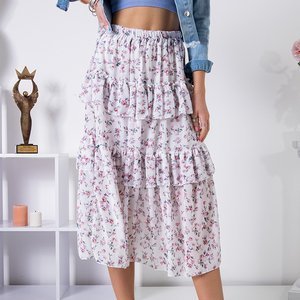 Women's white floral midi skirt - Clothing