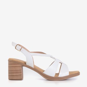 Women's white sandals with a higher heel Weronics - Shoes