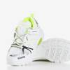 Women's white sports shoes with green inserts Risika - Footwear