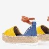 Yellow and blue women's sandals a'la espadrilles Irimida - Footwear