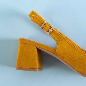 Yellow women's eco-suede post sandals Panella - Footwear