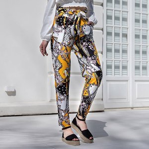 Yellow women's print pants - Clothing
