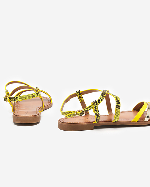 Yellow women's sandals a'la snake skin Elione - Footwear